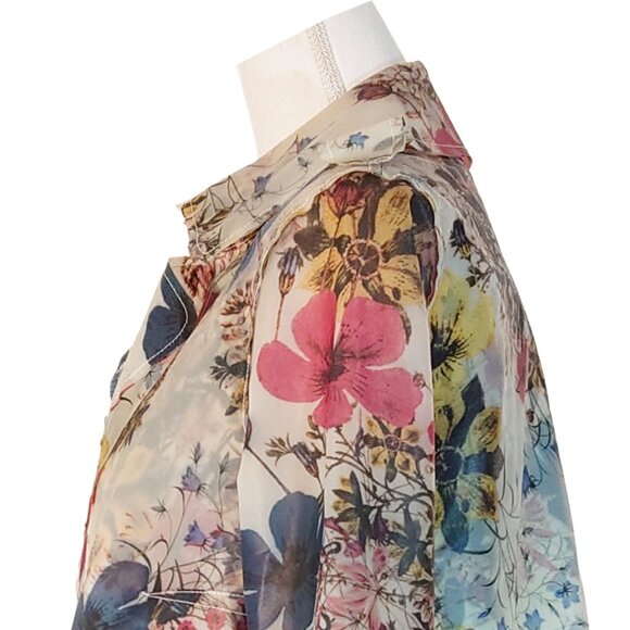 ERDEM Charlotta Multicolor Semi-Sheer Floral Trench Coat - Picture 10 of 14